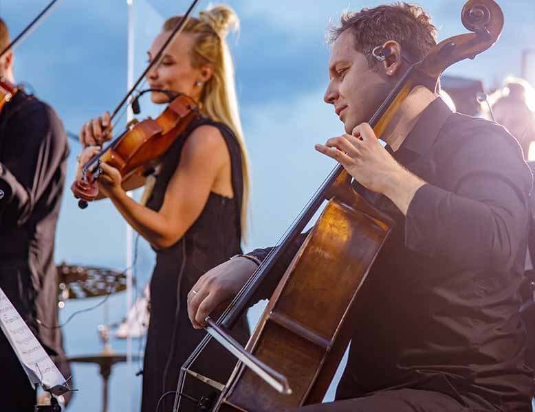 String Quartet Musicians Playing Outdoor Wedding in Lower Manhattan New York