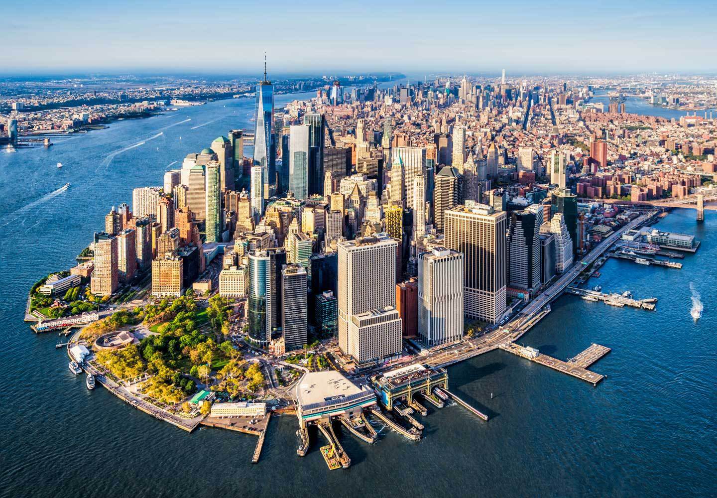 Manhattan New York - Bandwidth Entertainment - New York City - NYC - Overhead view of the island of Manhattan, NY.